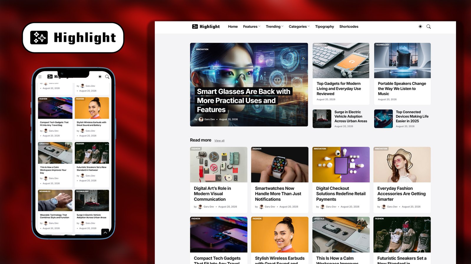 Highlight Premium Blogger Template Free Download • Highlight v1.0 Responsive Blog & Magazine Blogger Templates