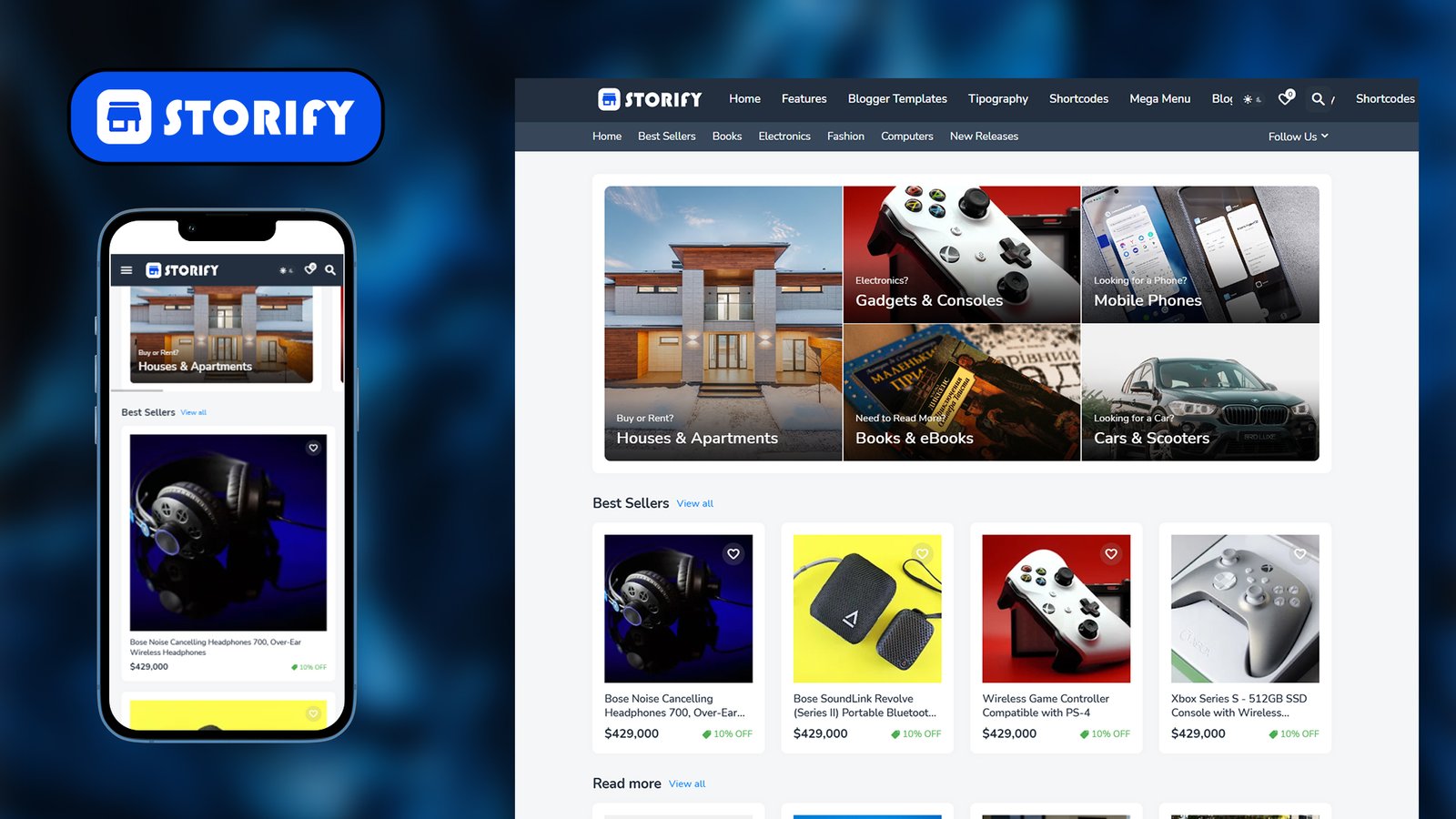 Storify Premium Blogger Template Free Download • Storify v2.0 Responsive Affiliate & Classified Ads Blogger Templates