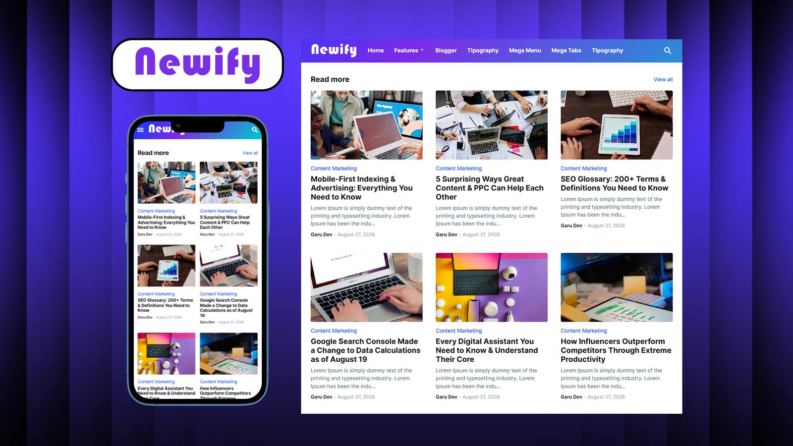 Newify Premium Blogger Template Free Download • Newify v1.0 Responsive Blog & Magazine Blogger Templates
