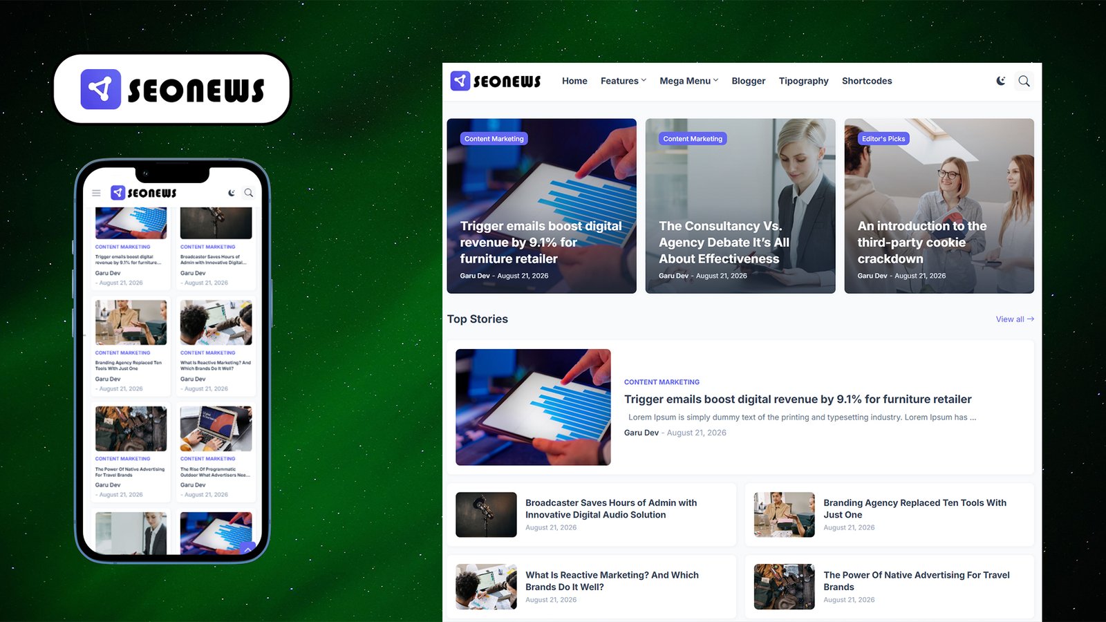SeoNews Premium Blogger Template Free Download • SeoNews v1.7 SEO Friendly & Flexible Blogger Templates
