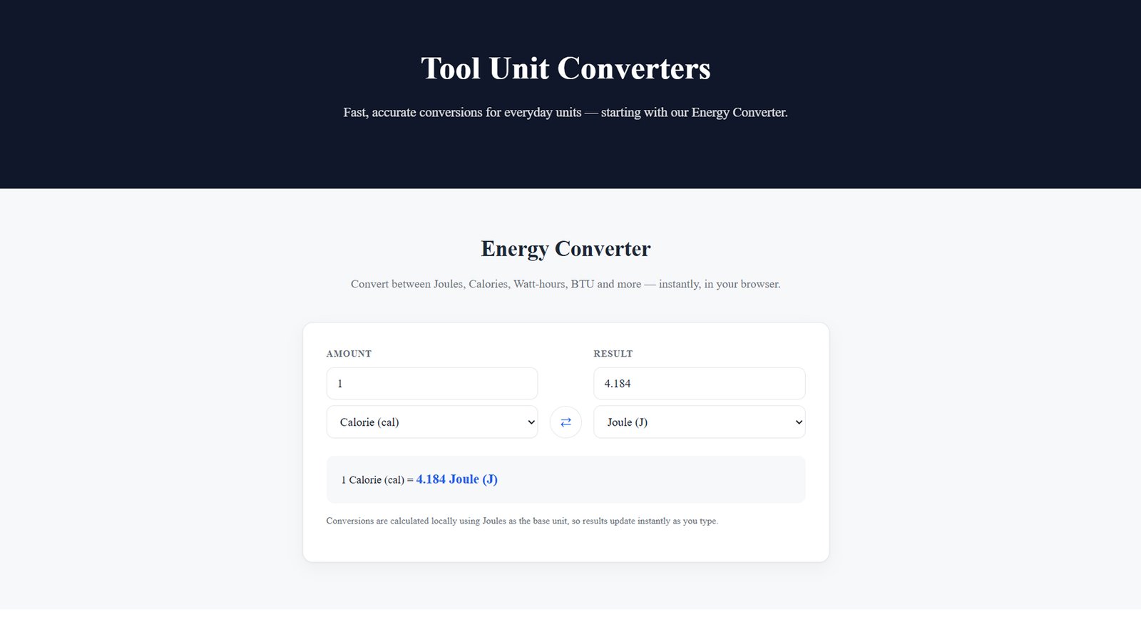 Energy Unit Converter – Free Fast Online Energy Conversion Tool WordPress Theme