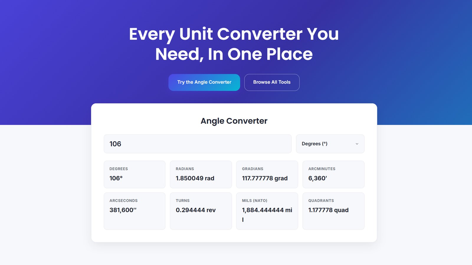 Converta: Free WordPress Unit Converter Theme + Angle Tool
